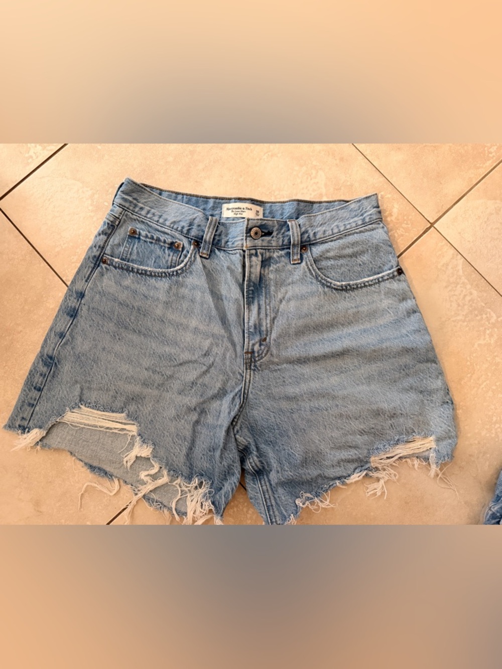 Abercrombie & Fitch High Rise Curve Love The Loose Short Denim Jean Shorts 6 28